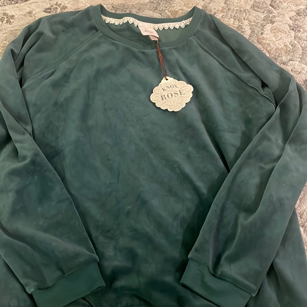 Women’s plus size XXL knox rose green velour sweatshirt